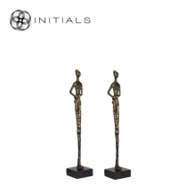 Sculpture Ladies Gold Mango Wood