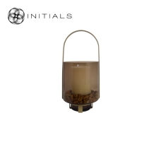 Frame Candleholder Bridge Raw Iron Gold Round