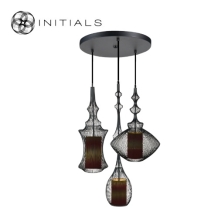 285-325-013 S/3 Oriental Narrow & Tear & Eye Black + Ceiling Cap Round Black + Bulbs