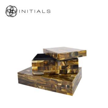 Decoration Box Nature Vivre Marble Resin Amber Brown