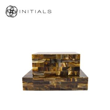 Decoration Box Nature Vivre Marble Resin Amber Brown