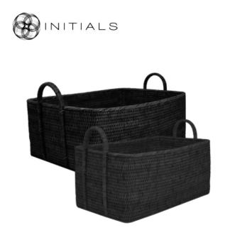 Set 2 pieces - Basket Nature Osier Royal Burma Rattan Black