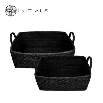 Set 2 pieces - Basket Nature Osier Royal Burma Rattan Black