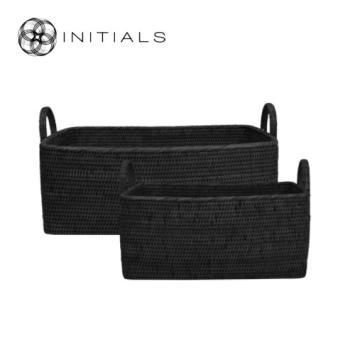 Set 2 pieces - Basket Nature Osier Royal Burma Rattan Black
