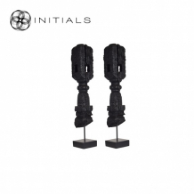 Set 2 pieces | Charpoy Charred Museum Mango Wood Black on Iron stand