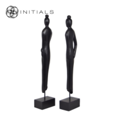 Set 2 pieces - Female Modern Brushed Mango Wood Black