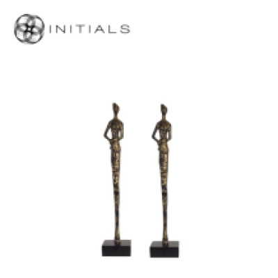 Sculpture Ladies Gold Mango Wood