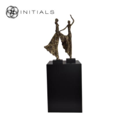 Standing Posing Lady Antique Polyresin Gold