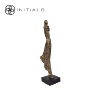 Standing Posing Lady Antique Polyresin Gold
