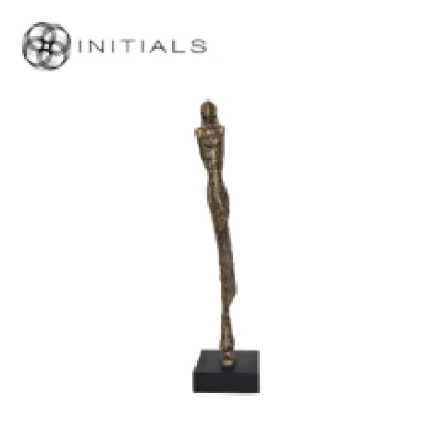Standing Posing Lady Antique Polyresin Gold