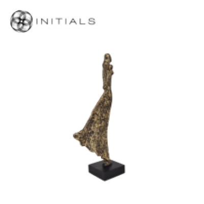 Standing Posing Lady Antique Polyresin Gold
