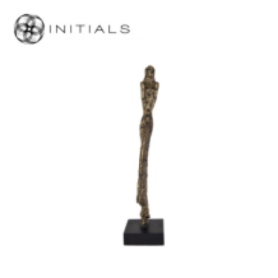 Standing Posing Lady Antique Polyresin Gold