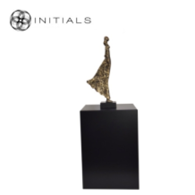 Standing Posing Lady Antique Polyresin Gold