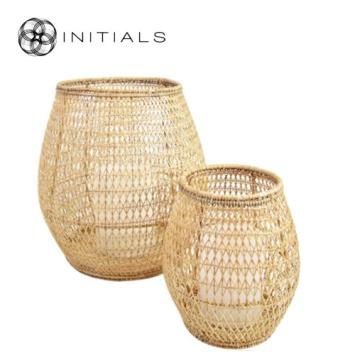 Set 2 pieces - Lantern Nature Osier Lily Burma Rattan Natural