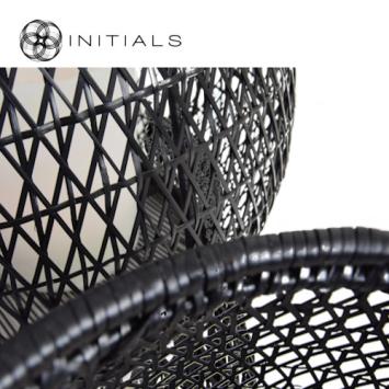 Set 2 pieces - Lantern Nature Osier Lily Burma Rattan Black