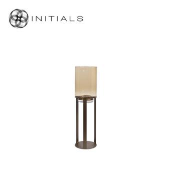 Hurricane Table Stand Open S Metallic Brown & Topaz Glass