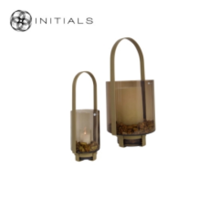 Frame Candleholder Bridge Raw Iron Gold Round