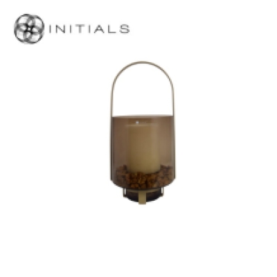 Frame Candleholder Bridge Raw Iron Gold Round