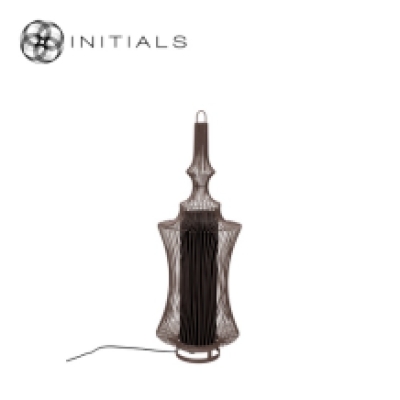 Floor Lamp Oriental Narrow Iron Wire Metallic Brown