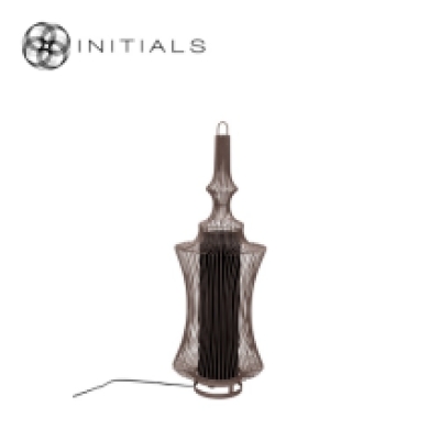 Floor Lamp Oriental Narrow Iron Wire Metallic Brown