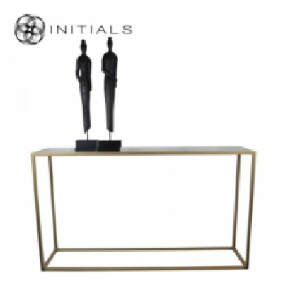 Side Table Iron Structure Matt Gold With Smoke Glass Plate Rectangular